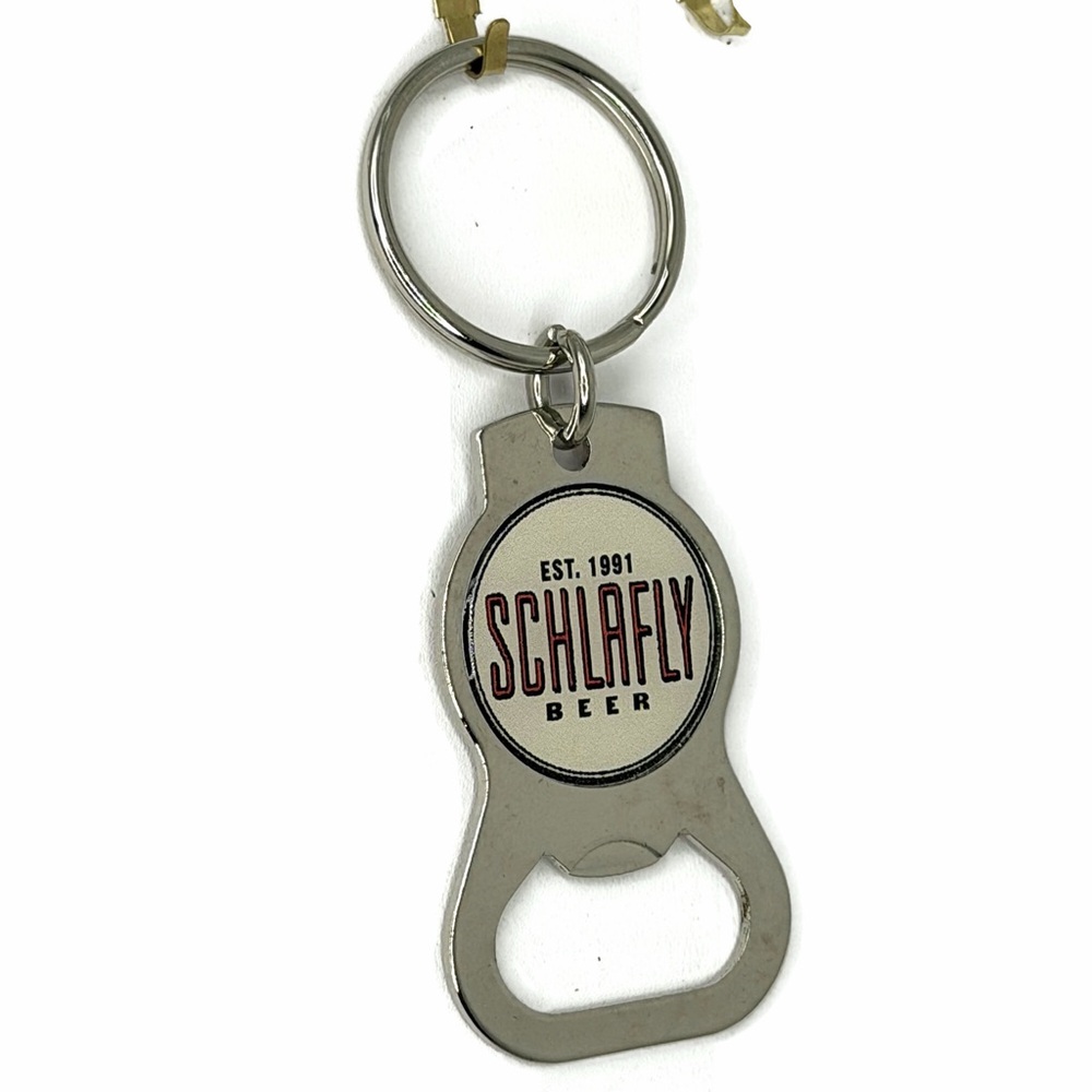 Schlafly Metal Beer Bottle Opener Keychain Silver